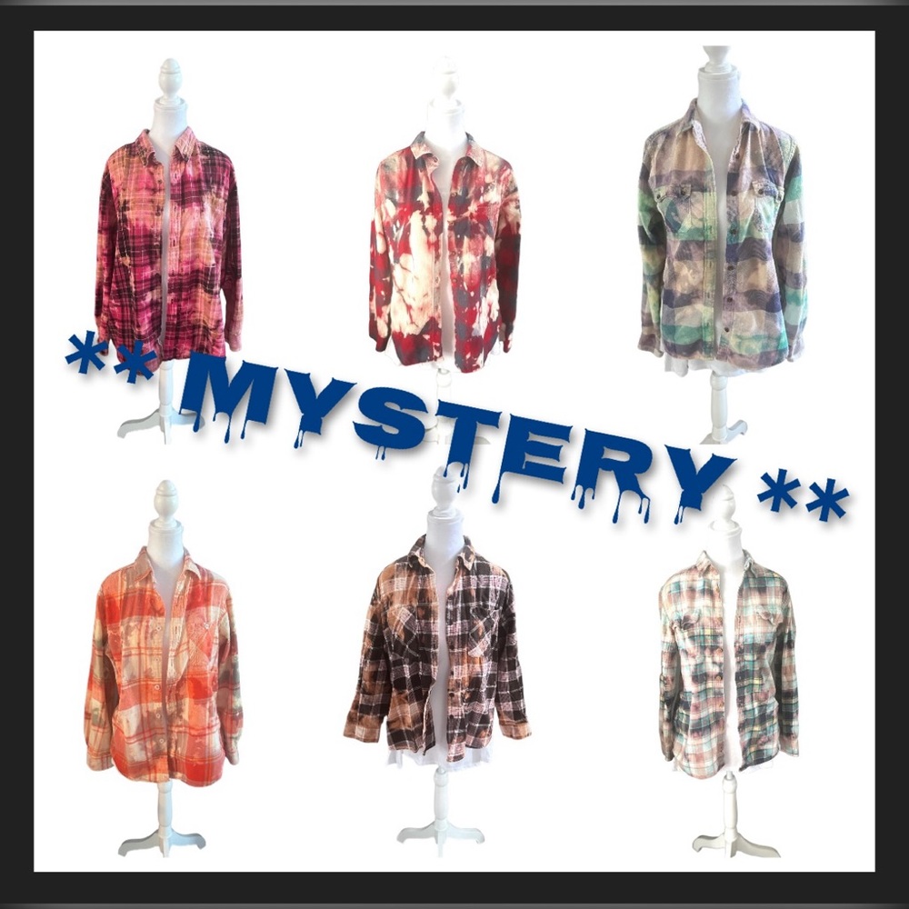 ***MYSTERY** Custom‎ Upcycled DIY Bleached Flannel Size Large